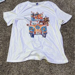 XL (fits more as a medium or large) Shein white “Hippie” shirt